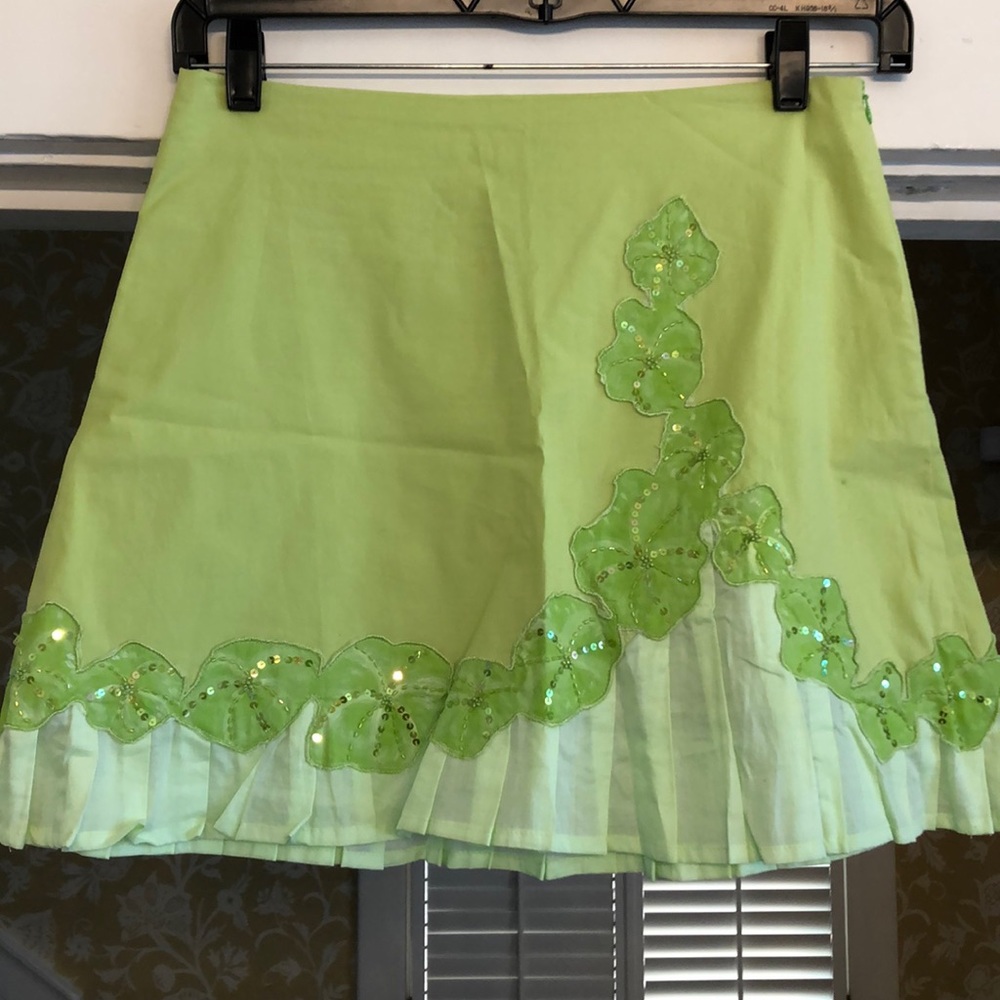 Green mini skirt